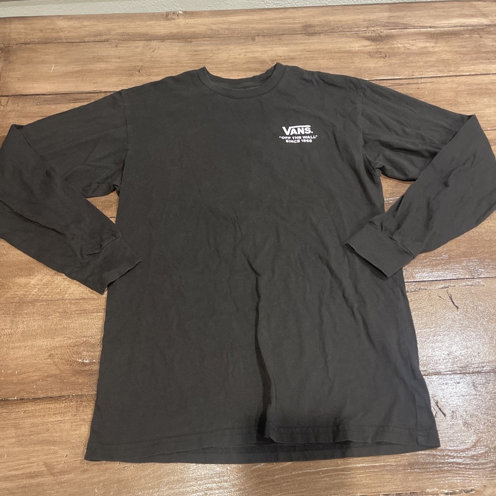Vans T Shirt Mens Small Black Off The Wall Long Sleeve Knit Classic Fit Tee‎